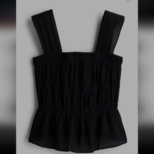 H & M Black Crêpe Peplum Tank Top